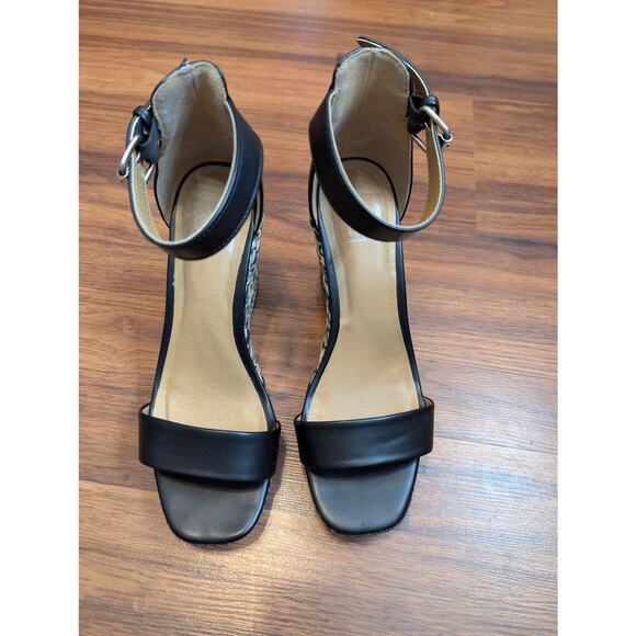 Dolce Vita Hamlet Black Ankle Strap Wedge Sandals - Size 7 - Picture 2 of 6